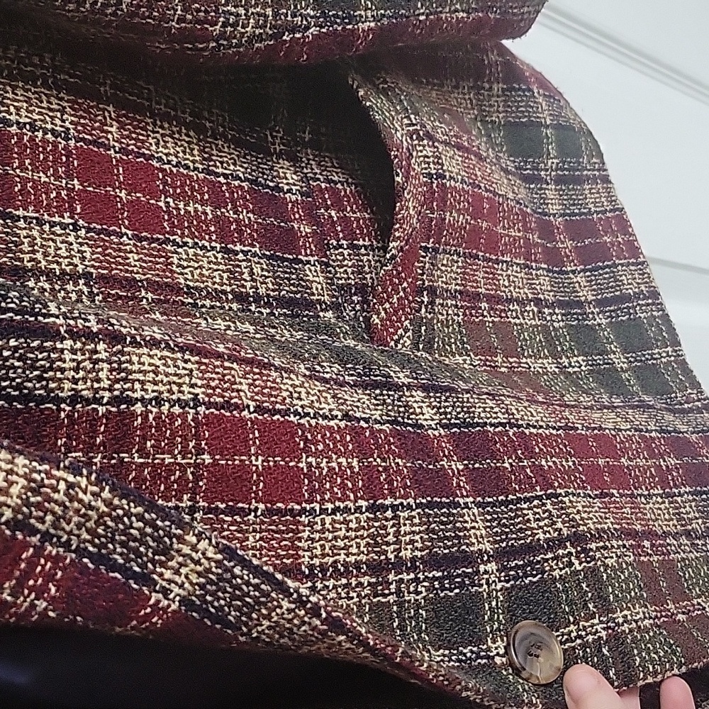 Vintage White Stag Heritage Plaid Textured Wool Blazer - Picture 4 of 7
